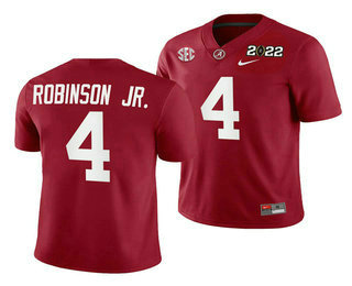 Men's Alabama Crimson Tide #4 Brian Robinson Jr 2022 Patch Red College Football Stitched Jersey