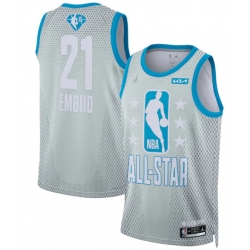 Men 2022 All Star 21 Joel Embiid Blue Eastern Conference Gray Eastern Conference Basketball Jersey