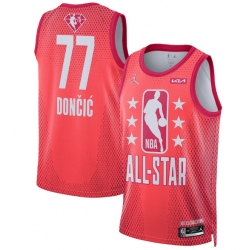 Men 2022 All Star 77 Luka Doncic Maroon Basketball Jersey