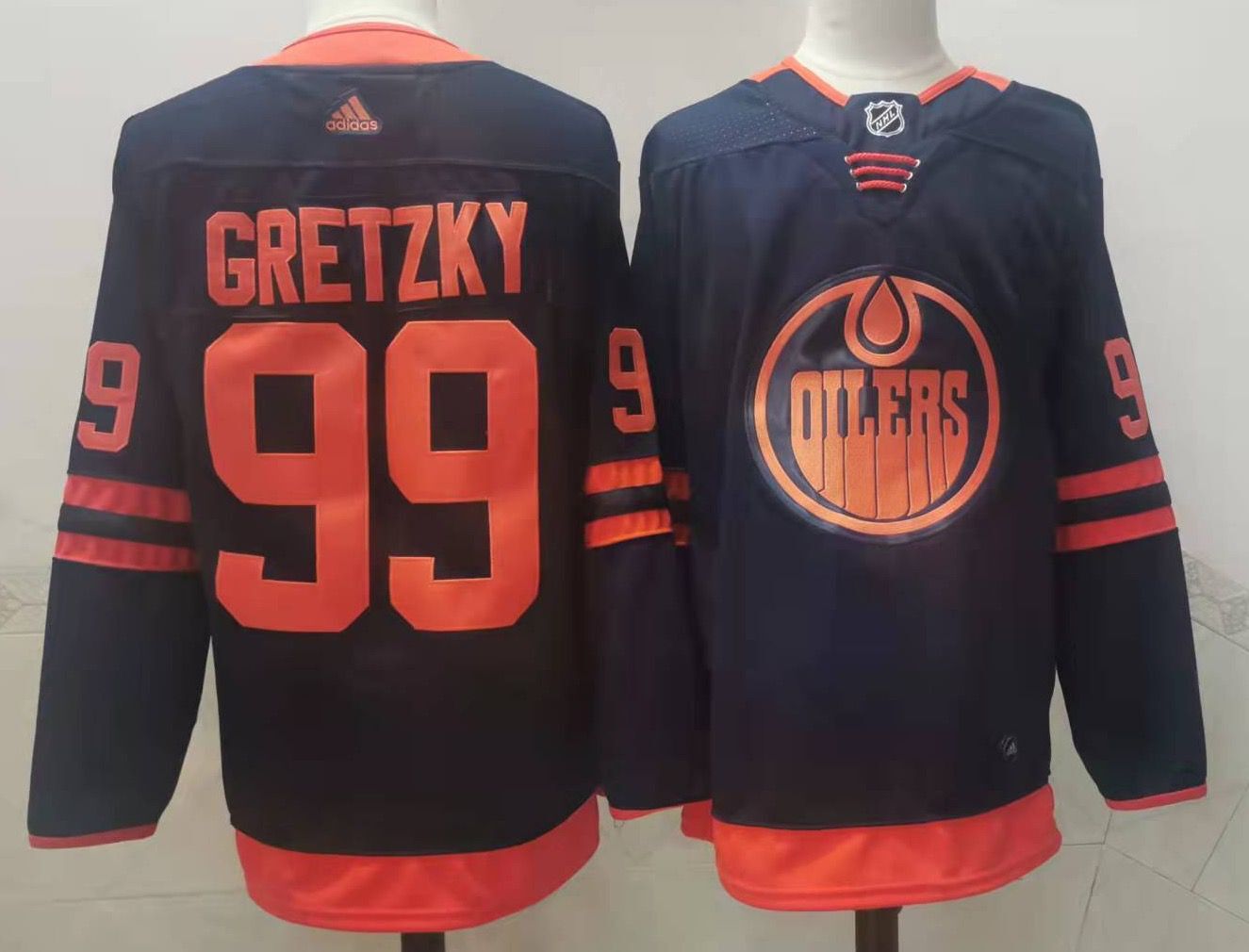Men's Edmonton Oilers #99 Wayne Gretzky Navy Blue 50th Anniversary Adidas Stitched NHL Jersey