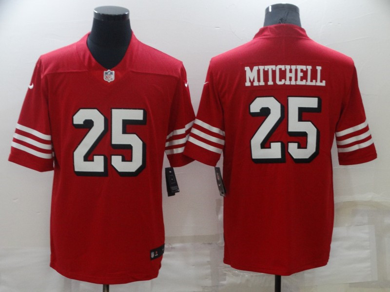 Men's San Francisco 49ers #25 Eli Mitchell New Red 2021 Color Rush Vapor Untouchable Limited Jersey Men's San Francisco 49ers #25 Eli Mitchell New Red 2021 Color Rush Vapor Untouchable Limited Jersey