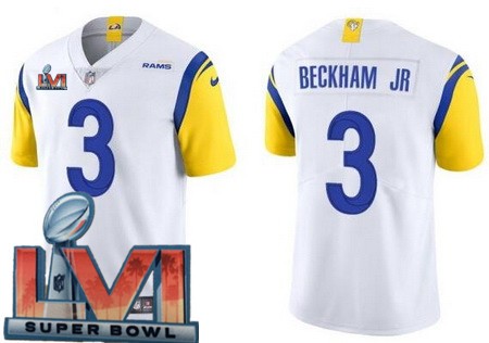 Men's Los Angeles Rams #3 Odell Beckham Jr Limited White Alternate 2022 Super Bowl LVI Bound Vapor Jersey