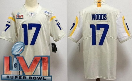 Men's Los Angeles Rams #17 Robert Woods Limited Bone 2022 Super Bowl LVI Bound Vapor Jersey