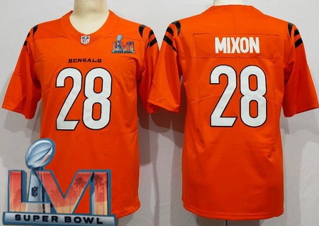 Men's Cincinnati Bengals #28 Joe Mixon Limited Orange 2022 Super Bowl LVI Bound Vapor Jersey