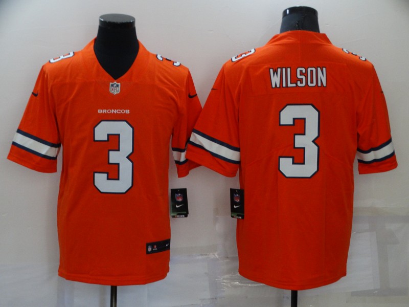 Men's Denver Broncos #3 Russell Wilson Orange 2022 Color Rush Stitched NFL Nike Limited Jersey