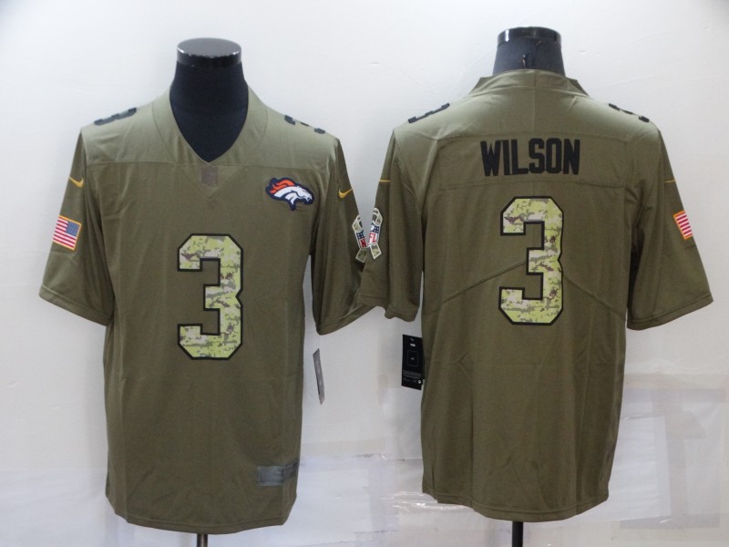 Men's Denver Broncos #3 Russell Wilson Olive With Camo 2017 Salute To Service Stitched NFL Nike Limited Jersey