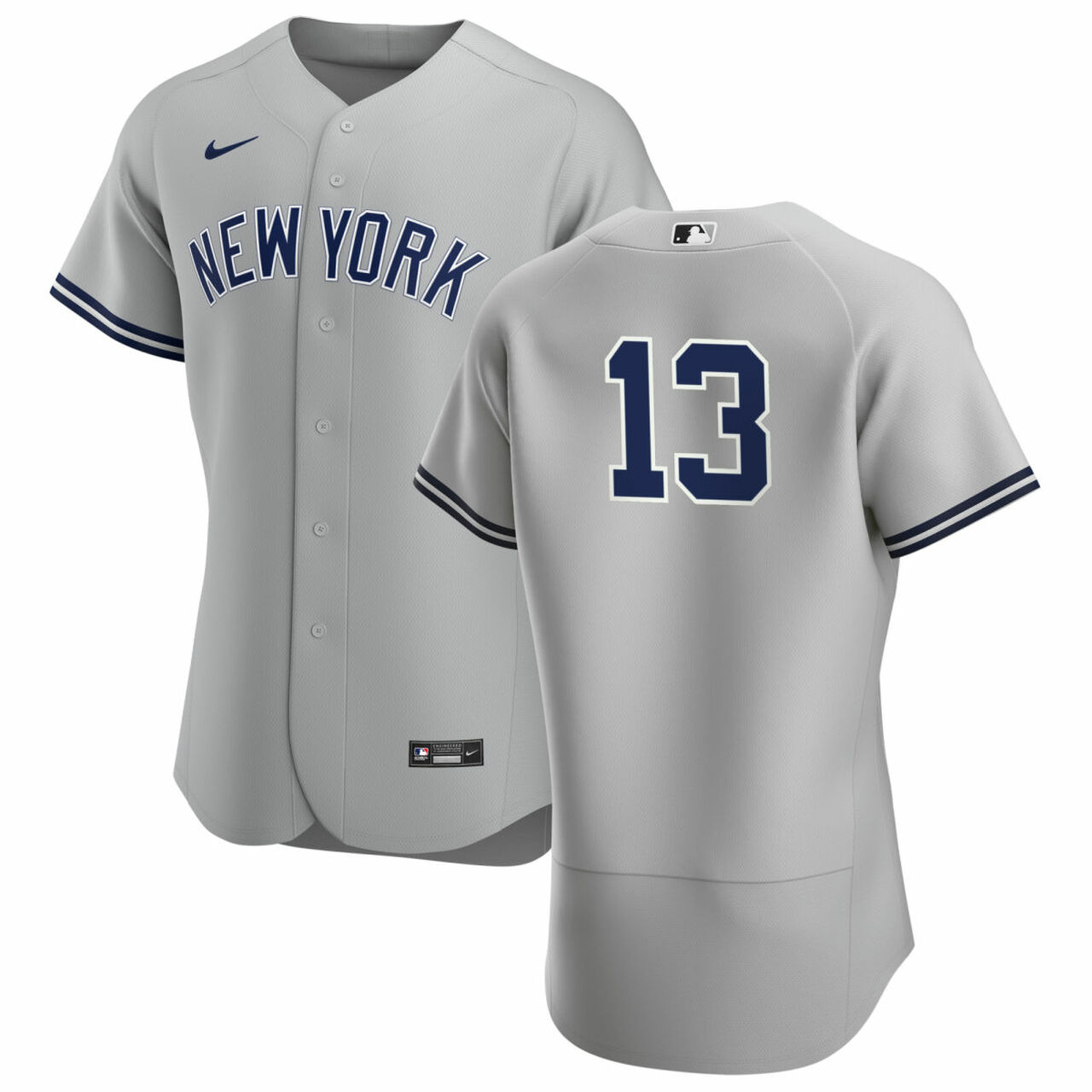 New York Yankees #13 Joey Gallo Men's Nike Gray Authentic Road MLB Jersey - No Name