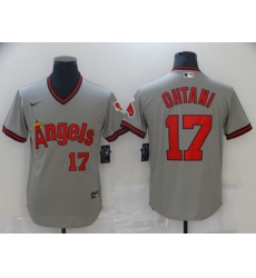Men's Nike Los Angeles Angels #17 Shohei Ohtani Gray Throwback Baseball Jersey Men's Nike Los Angeles Angels #17 Shohei Ohtani Gray Throwback Baseball Jersey