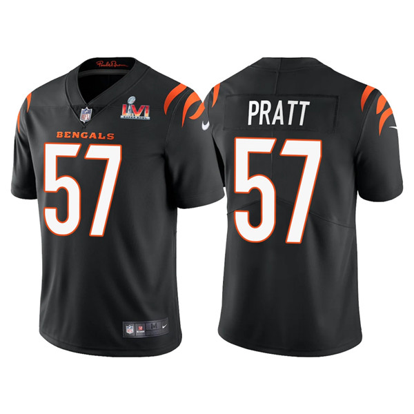 Men's Cincinnati Bengals #57 Germaine Pratt 2022 Black Super Bowl LVI Vapor Limited Stitched Jersey