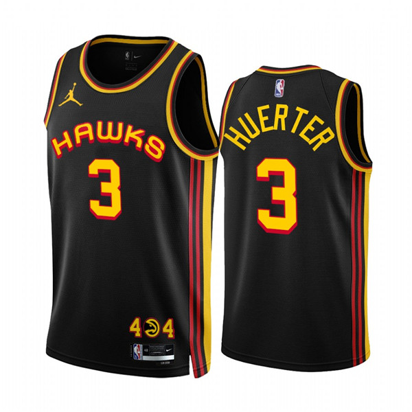 Men's Atlanta Hawks #3 Kevin Huerter 2022-23 Black Statement Edition Stitched Jersey Men's Atlanta Hawks #3 Kevin Huerter 2022-23 Black Statement Edition Stitched Jersey