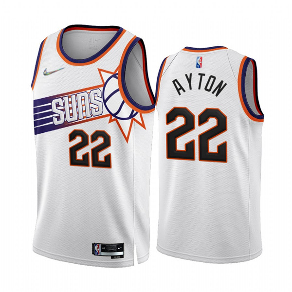 Men's Phoenix Suns #22 Deandre Ayton 2022-23 White 75th Anniversary Association Edition Stitched Jersey