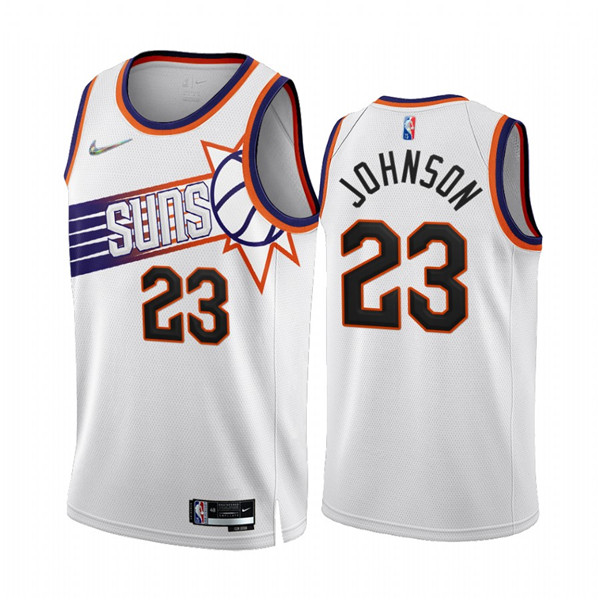 Men's Phoenix Suns #23 Cameron Johnson 2022-23 White 75th Anniversary Association Edition Stitched Jersey