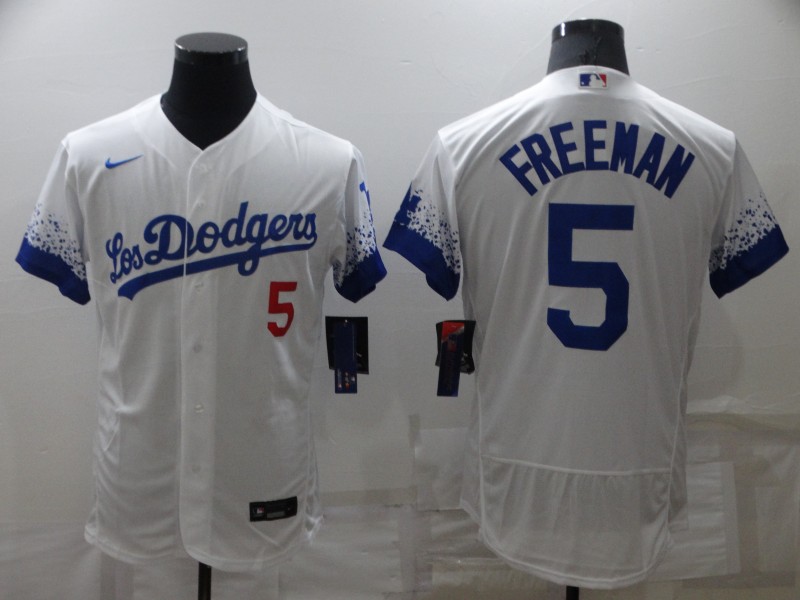 Men's Los Angeles Dodgers #5 Freddie Freeman White 2022 City Connect Flex Base Stitched Jersey Men's Los Angeles Dodgers #5 Freddie Freeman White 2022 City Connect Flex Base Stitched Jersey