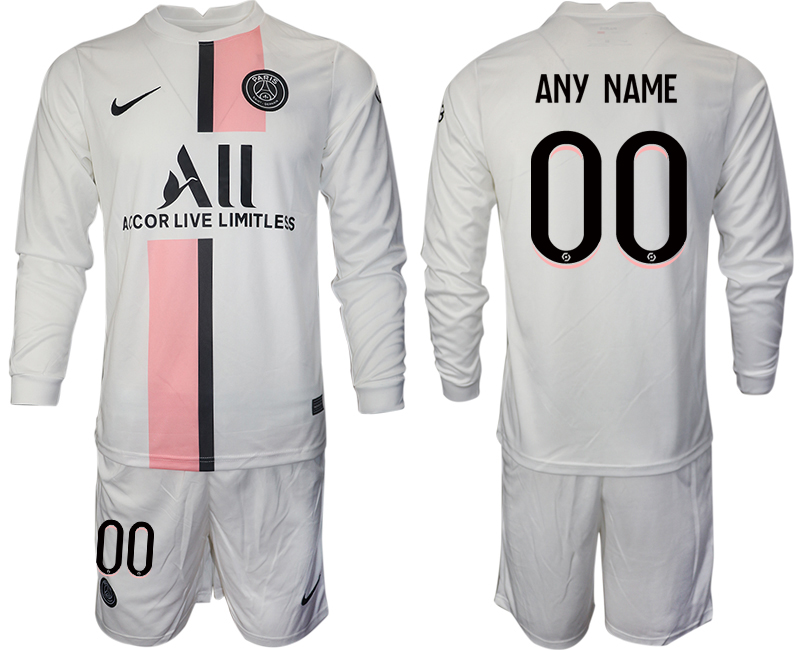 Men 2021-2022 Club Paris St German away white Long Sleeve customized Soccer Jersey