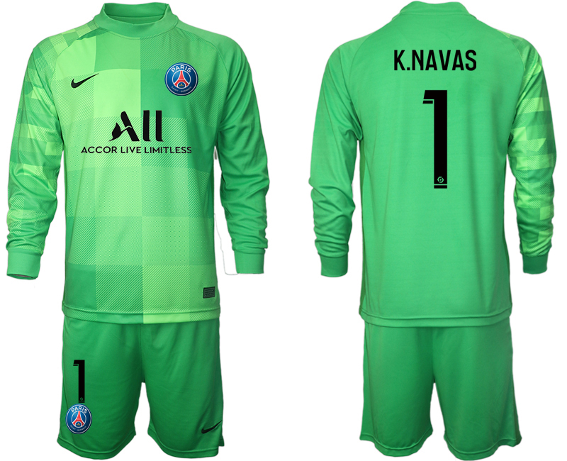 Men 2021-2022 Club Paris St German green goalkeeper Long Sleeve 1 Soccer Jersey
