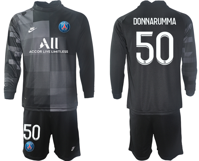 Men 2021-2022 Club Paris St German black goalkeeper Long Sleeve 50 Soccer Jersey