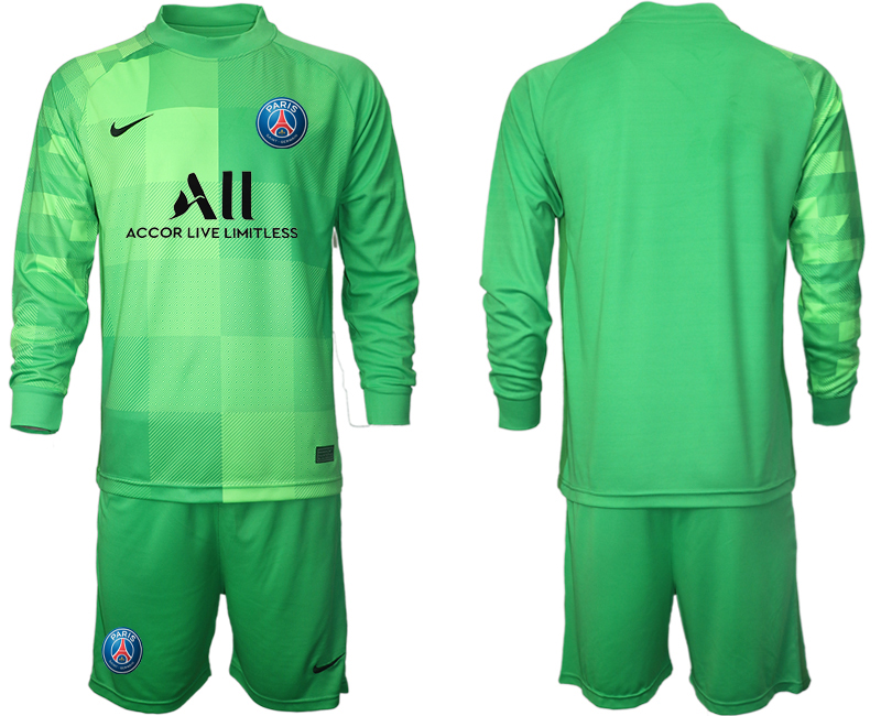 Men 2021-2022 Club Paris St German green goalkeeper Long Sleeve blank Soccer Jersey