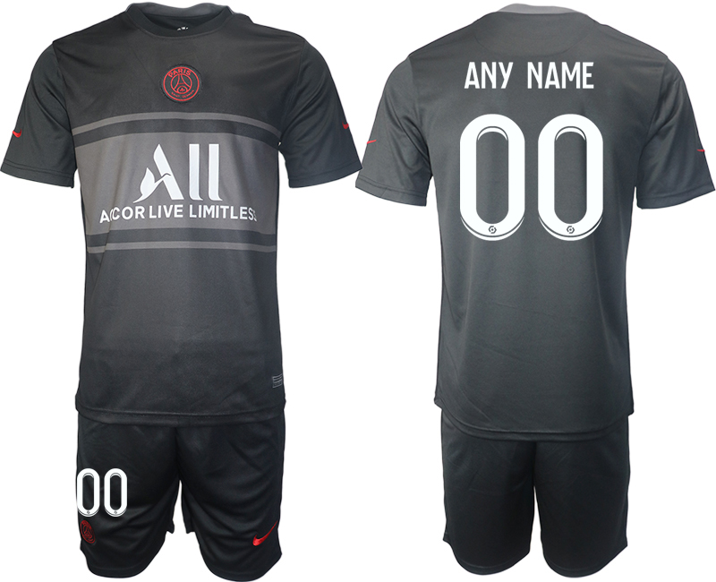 Men 2021-2022 Club Paris St German Second away black customized Soccer Jersey
