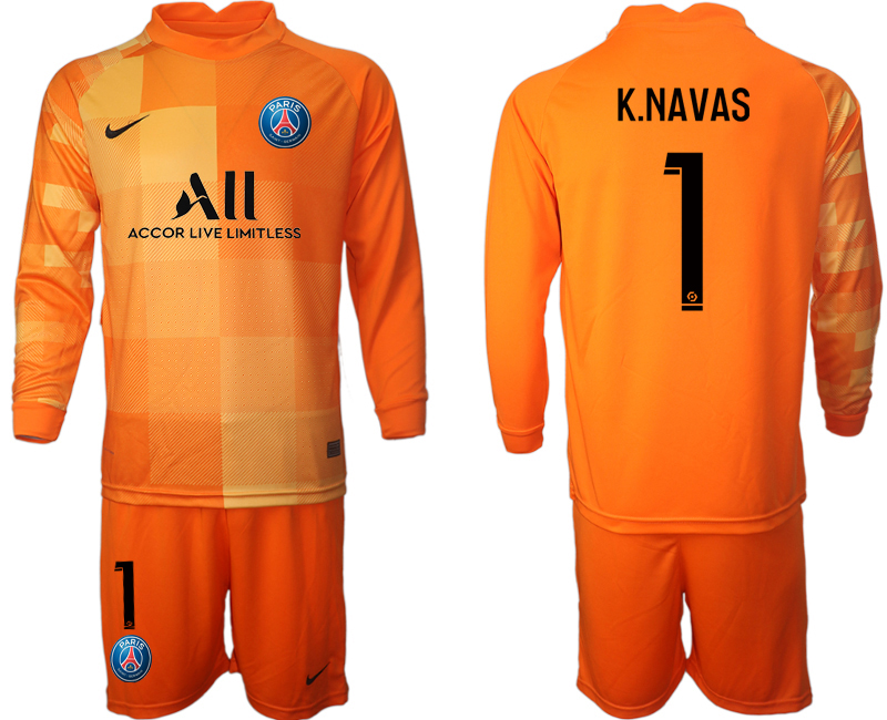 Men 2021-2022 Club Paris St German orange red goalkeeper Long Sleeve 1 Soccer Jersey