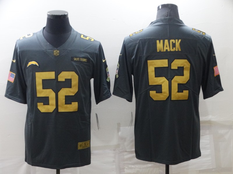 Men's Los Angeles Chargers #52 Khalil Mack Grey Gold Salute To Service Limited Stitched Jersey