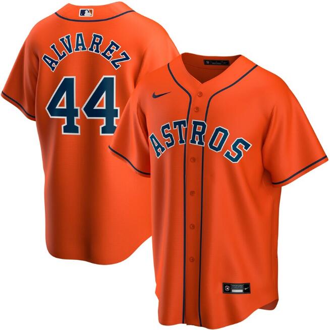 Men's Houston Astros Orange #44 Yordan Alvarez Cool Base Stitched MLB Jersey Men's Houston Astros Orange #44 Yordan Alvarez Cool Base Stitched MLB Jersey