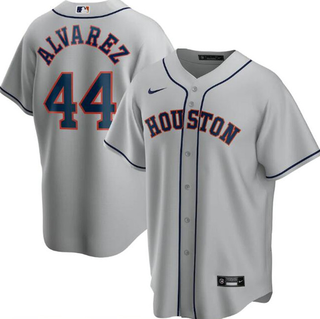 Men's Houston Astros Grey #44 Yordan Alvarez Cool Base Stitched MLB Jersey Men's Houston Astros Grey #44 Yordan Alvarez Cool Base Stitched MLB Jersey
