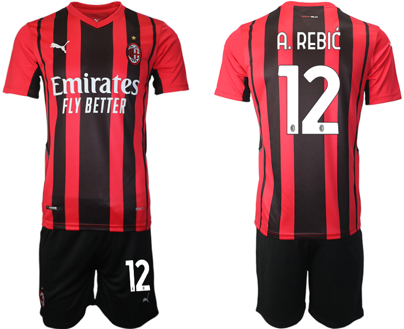 Men 2021-2022 Club AC Milan home red 12 Soccer Jersey