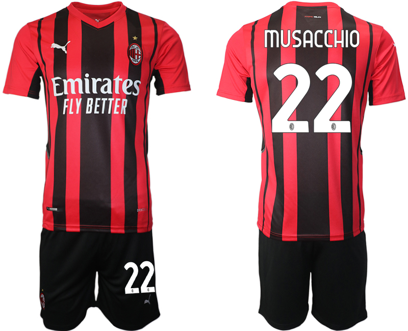 Men 2021-2022 Club AC Milan home red 22 Soccer Jersey