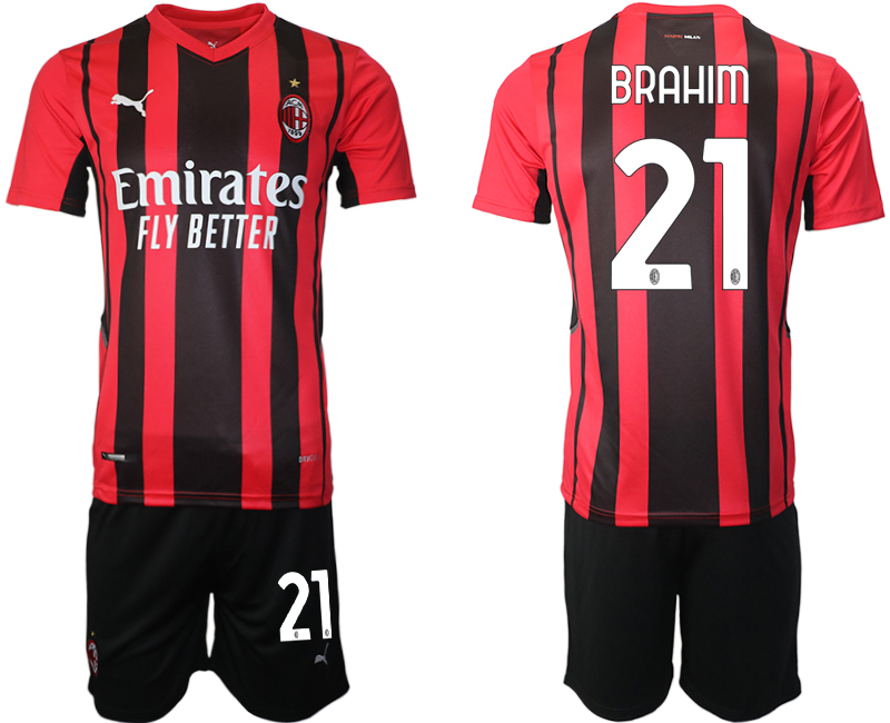Men 2021-2022 Club AC Milan home red 21 Soccer Jersey