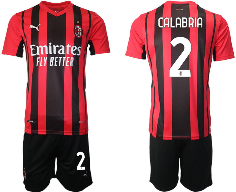 Men 2021-2022 Club AC Milan home red 2 Soccer Jersey