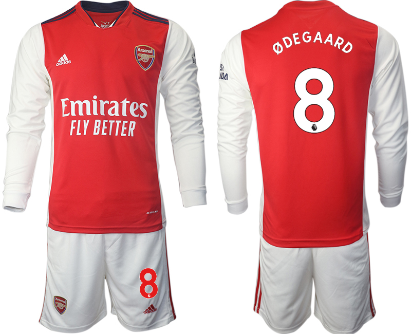 Men 2021-2022 Club Arsenal home red Long Sleeve 8 Soccer Jersey