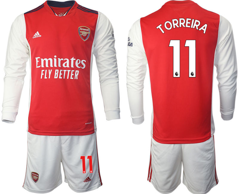 Men 2021-2022 Club Arsenal home red Long Sleeve 11 Soccer Jersey