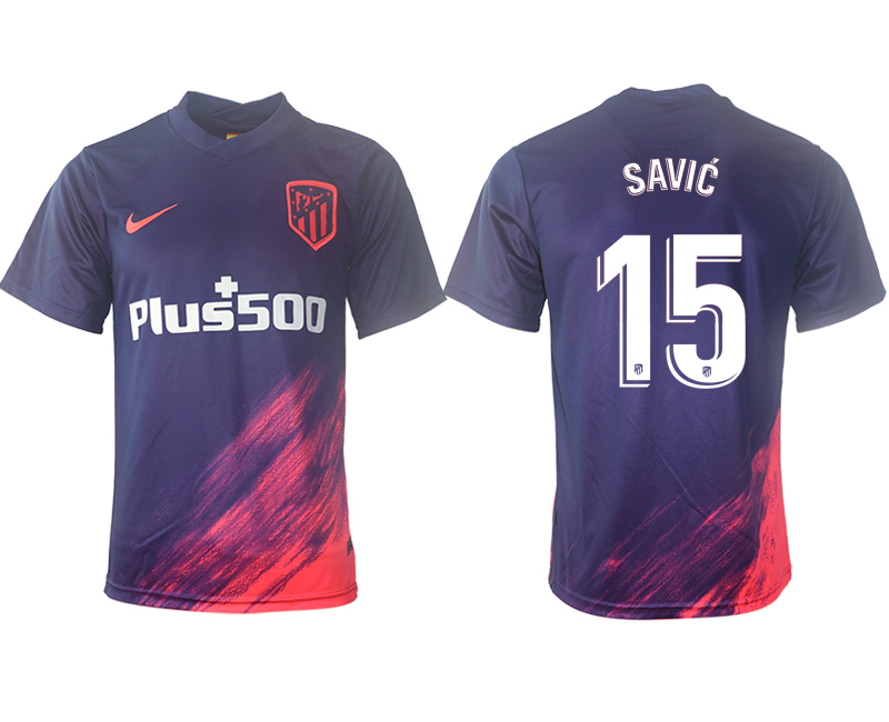 Men 2021-2022 Club Atletico Madrid away aaa version purple 15 Soccer Jersey