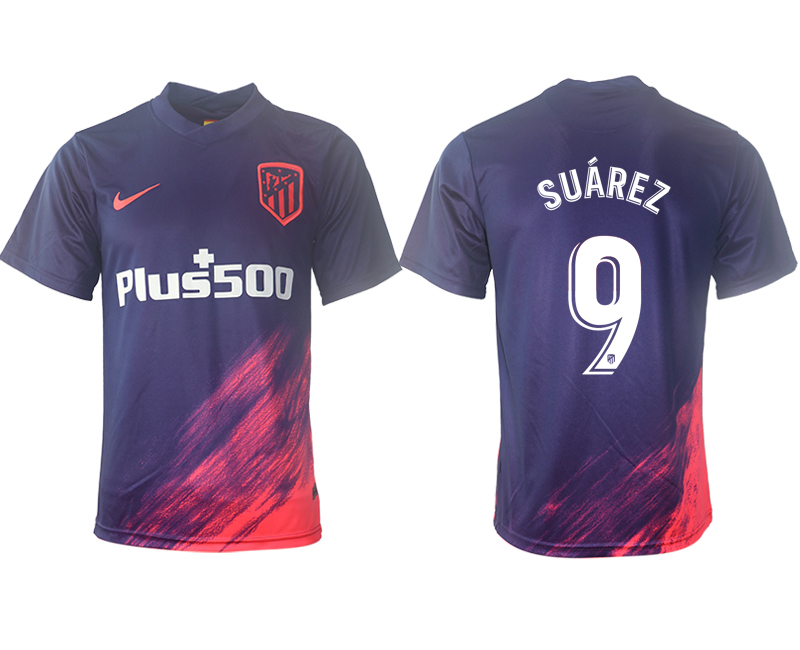 Men 2021-2022 Club Atletico Madrid away aaa version purple 9 Soccer Jerseys