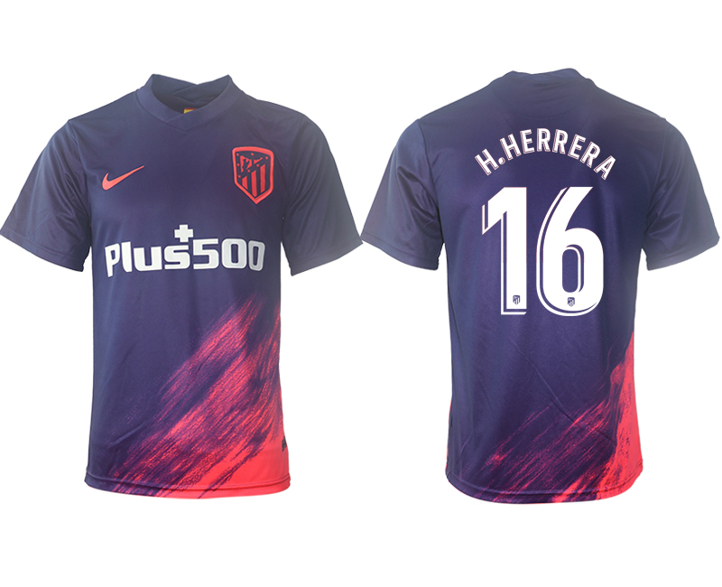 Men 2021-2022 Club Atletico Madrid away aaa version purple 16 Soccer Jersey