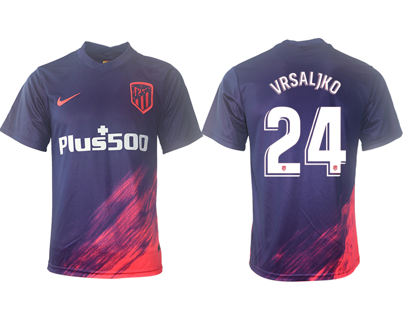 Men 2021-2022 Club Atletico Madrid away aaa version purple 24 Soccer Jersey