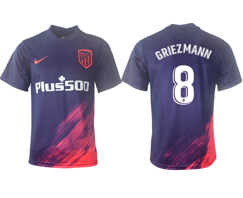 Men 2021-2022 Club Atletico Madrid away aaa version purple 8 Soccer Jersey
