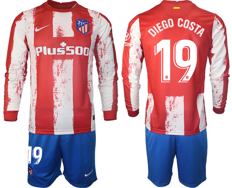 Men 2021-2022 Club Atletico Madrid home red Long Sleeve 19 Soccer Jersey