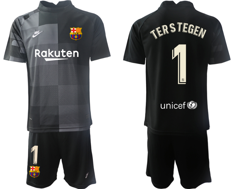 Men 2021-2022 Club Barcelona black goalkeeper 1 Soccer Jersey
