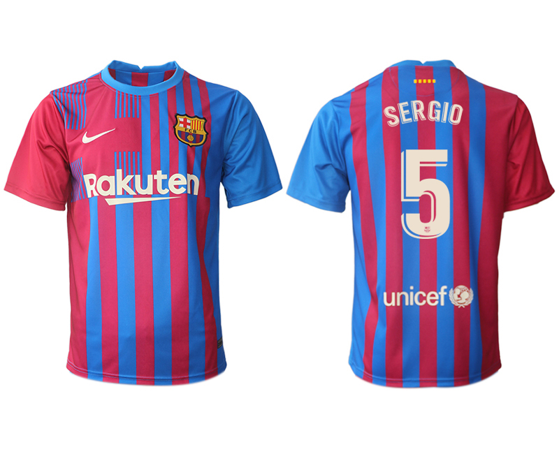 Men 2021-2022 Club Barcelona home aaa version red 5 Nike Soccer Jerseys