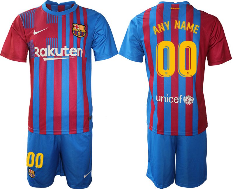 Men 2021-2022 Club Barcelona home blue customized Nike Soccer Jersey