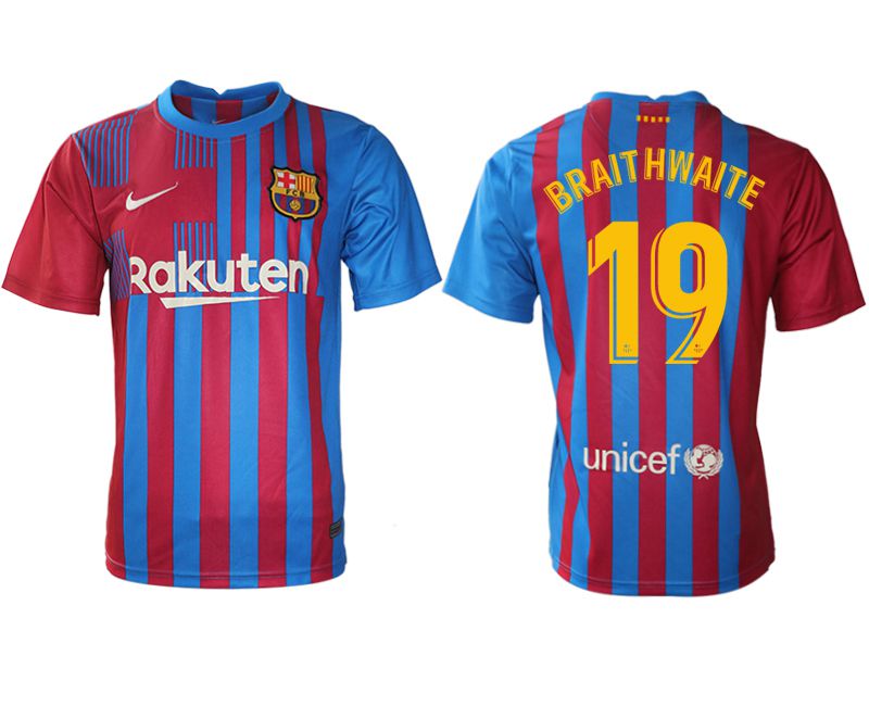 Men 2021-2022 Club Barcelona home aaa version red 19 Nike Soccer Jersey