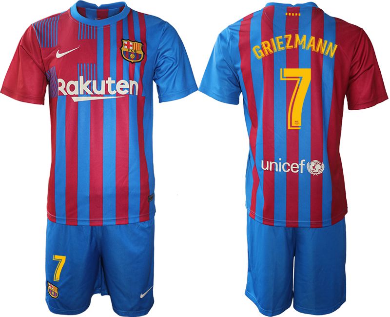 Men 2021-2022 Club Barcelona home blue 7 Nike Soccer Jersey