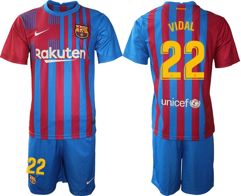 Men 2021-2022 Club Barcelona home blue 22 Nike Soccer Jerseys