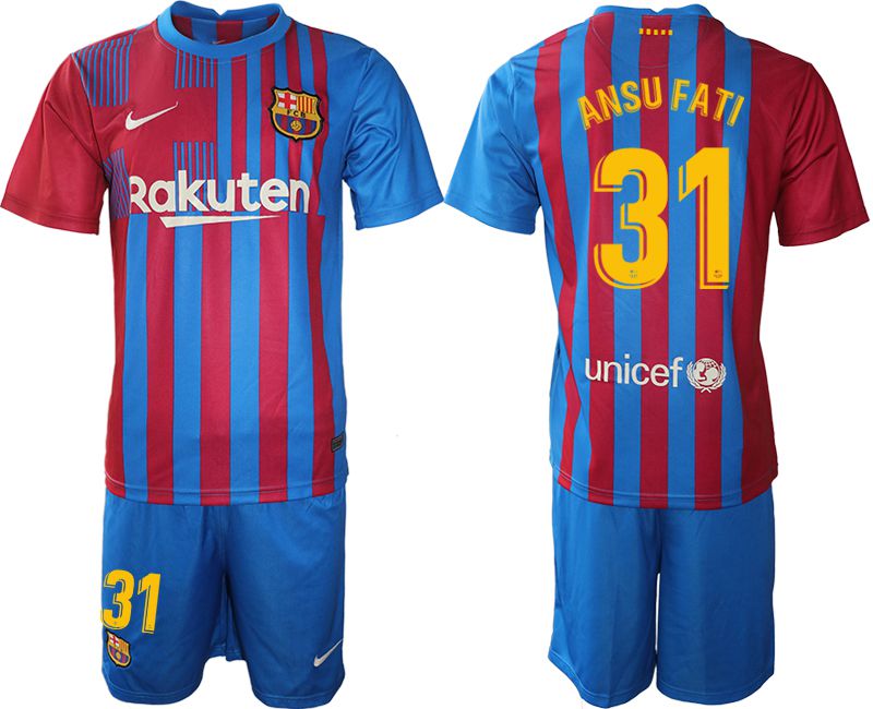 Men 2021-2022 Club Barcelona home blue 31 Nike Soccer Jersey