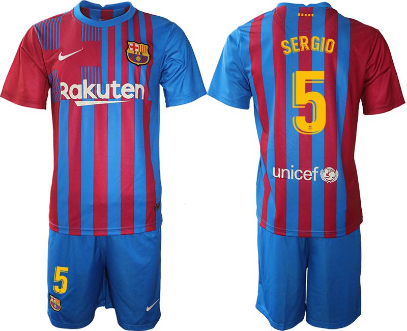 Men 2021-2022 Club Barcelona home blue 5 Nike Soccer Jersey
