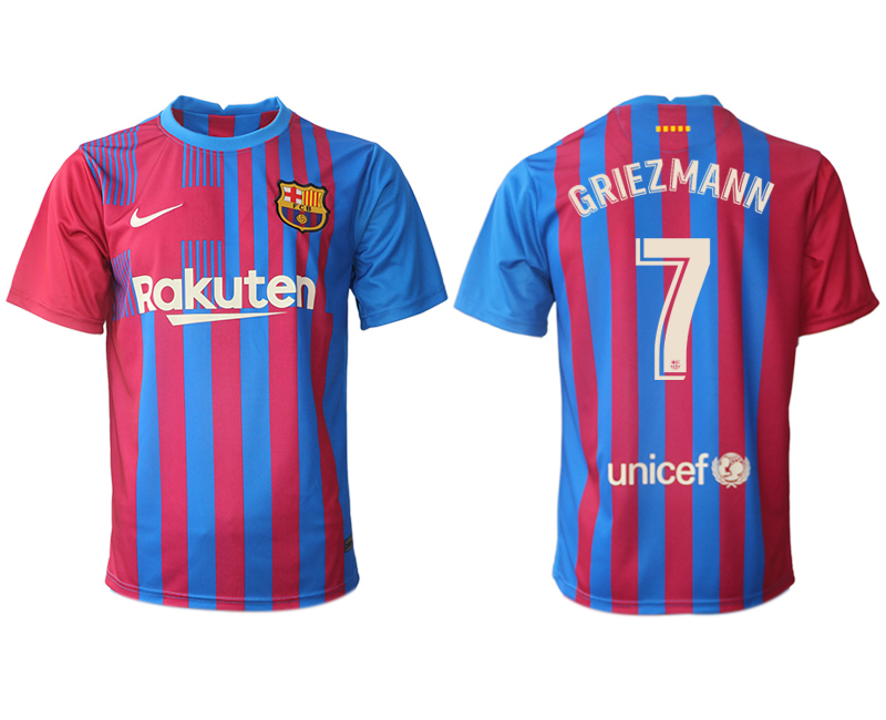 Men 2021-2022 Club Barcelona home aaa version red 7 Nike Soccer Jerseys