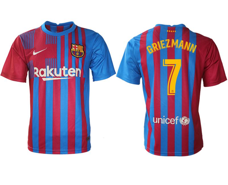 Men 2021-2022 Club Barcelona home aaa version red 7 Nike Soccer Jersey