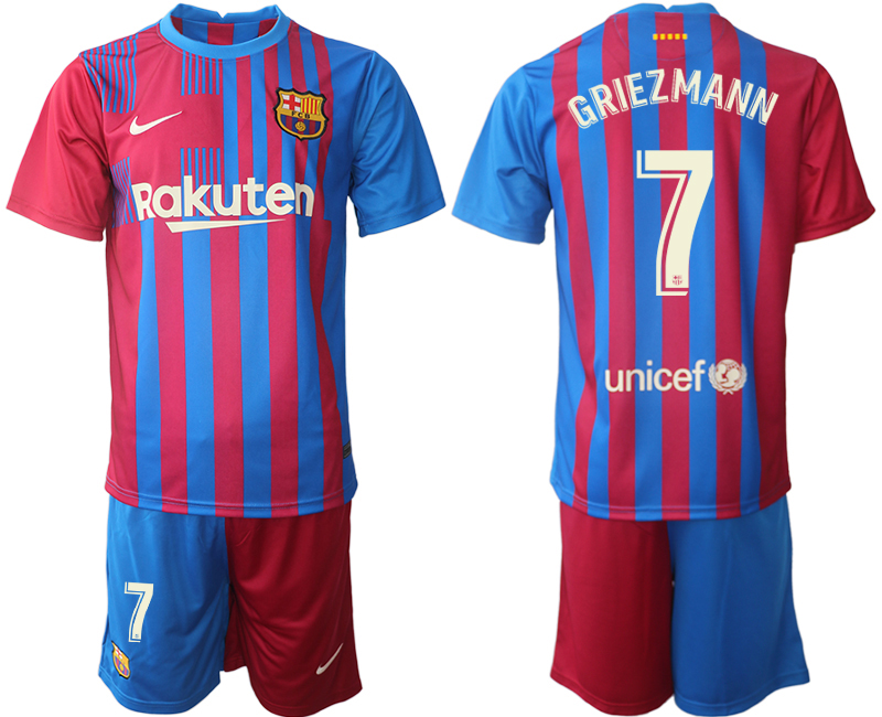 Men 2021-2022 Club Barcelona home red 7 Nike Soccer Jerseys