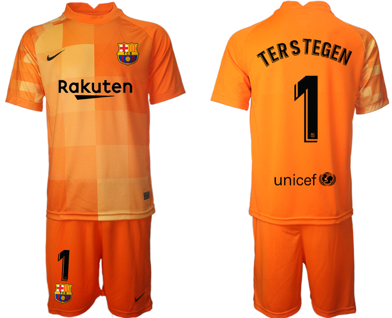 Men 2021-2022 Club Barcelona orange red goalkeeper 1 Soccer Jersey